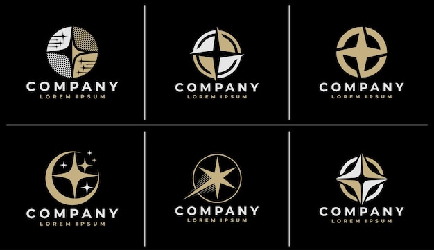 Conjunto de marcas de logotipo de lujo con estrellas brillantes