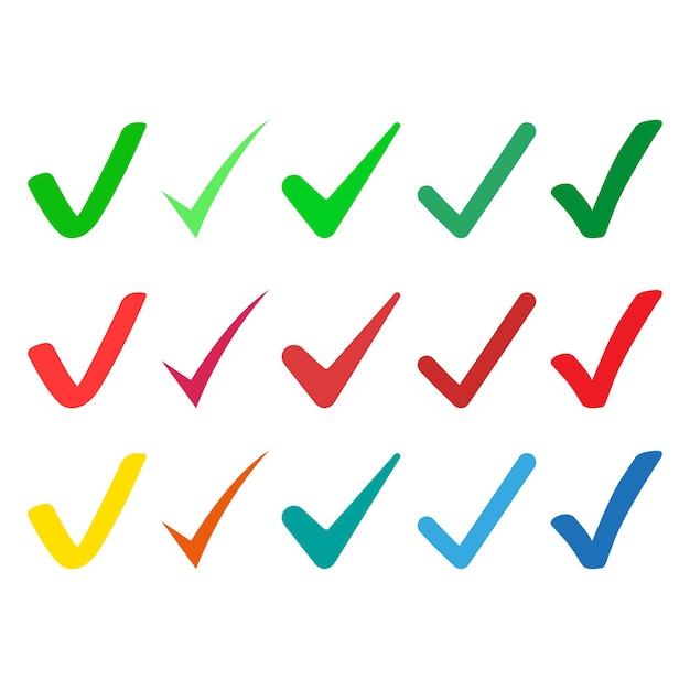 Conjunto de marcas de verificación de varios colores