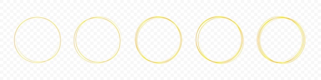 Conjunto de marco de círculo dorado Conjunto de marco redondo Diseño de círculo de línea geométrica marcos dorados Bordes de forma redonda Conjunto de boceto de línea de círculo de dibujo a mano Gráfico vectorial EPS 10