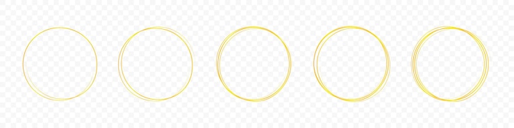 Vector conjunto de marco de círculo dorado conjunto de marco redondo diseño de círculo de línea geométrica marcos dorados bordes de forma redonda conjunto de boceto de línea de círculo de dibujo a mano gráfico vectorial eps 10