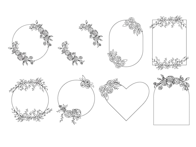 Conjunto de marco floral. ilustración vectorial.