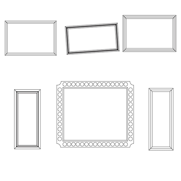 Conjunto de marco lineal para el diseño de la foto de la imagen Borde de la línea del marco y vector del marco Marco vintage o marco dibujado a mano Ilustración vectorial