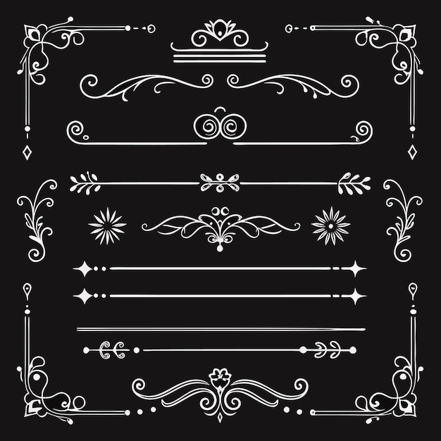 Conjunto de marco ornamental clásico elemento de borde vintage