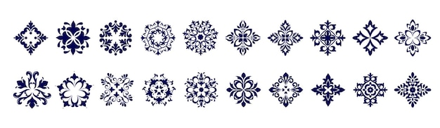 Conjunto marco de ornamento clásico Ilustración de borde vintage Conjunto de elemento de flor vintage