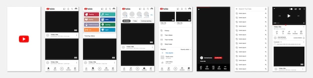 Conjunto de marco de plantilla de youtube para redes sociales.