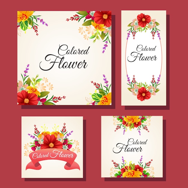 Conjunto de marco de tarjeta de color floral