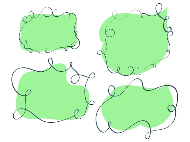 Conjunto de marco de verticilos vintage de florecimiento redondo verde sobre fondo blanco Ilustración de caligrafía vectorial