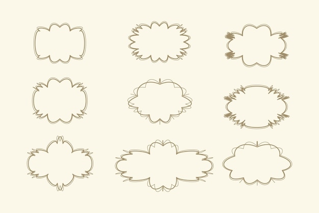Conjunto de marcos antiguos dibujados a mano Ilustración vectorial