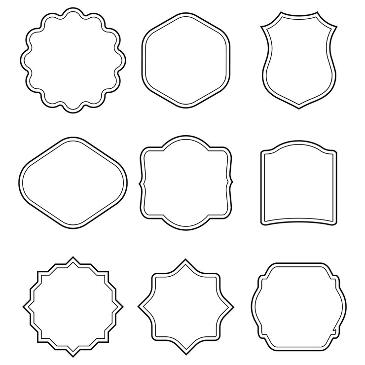 Conjunto de marcos en blanco y etiquetas ilustración vectorial aislada en blanco Conjunto del icono de estallido de estrellas de etiqueta de precio