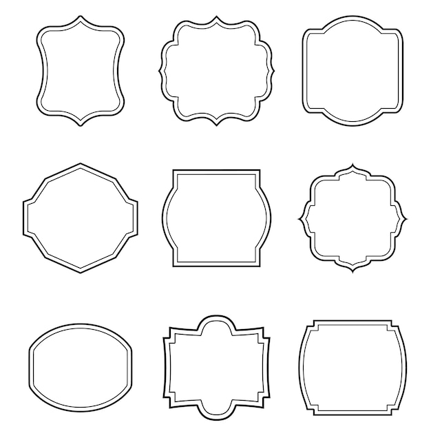 Vector conjunto de marcos en blanco y etiquetas ilustración vectorial aislada en blanco conjunto del icono de estallido de estrellas de etiqueta de precio
