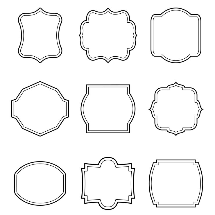 Conjunto de marcos en blanco y etiquetas ilustración vectorial aislada en blanco Conjunto del icono de estallido de estrellas de etiqueta de precio