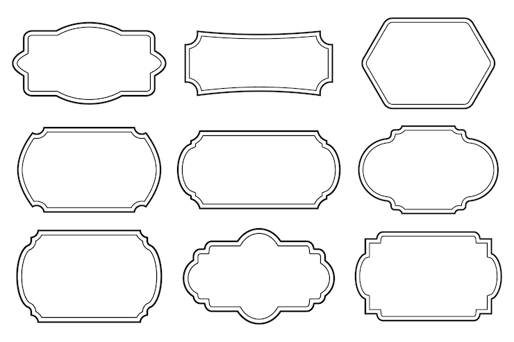 Conjunto de marcos en blanco y etiquetas ilustración vectorial aislada en blanco Conjunto del icono de estallido de estrellas de etiqueta de precio
