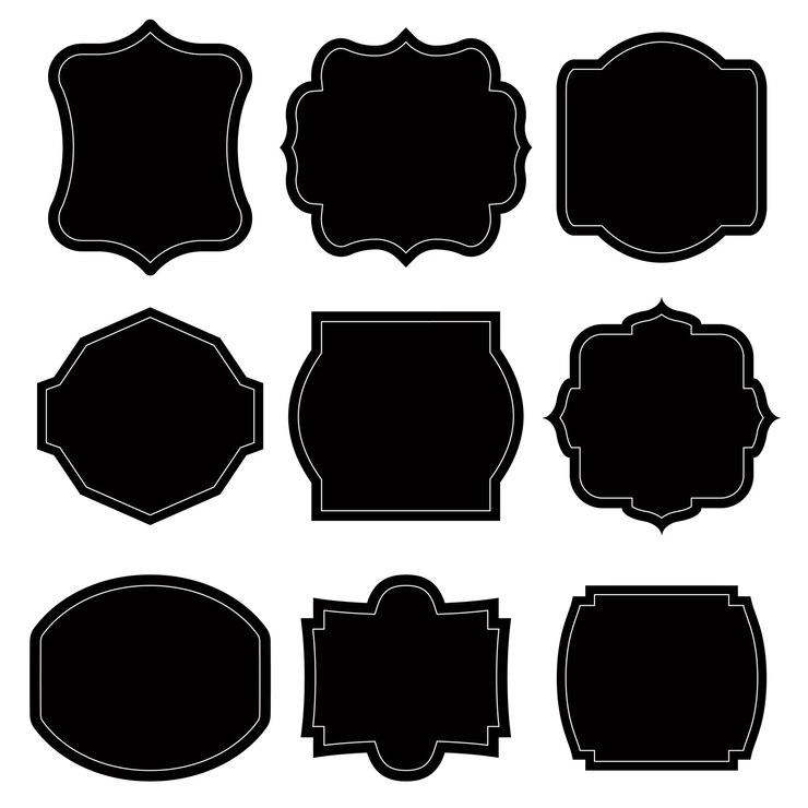 Conjunto de marcos en blanco y etiquetas ilustración vectorial aislada en blanco Conjunto del icono de estallido de estrellas de etiqueta de precio