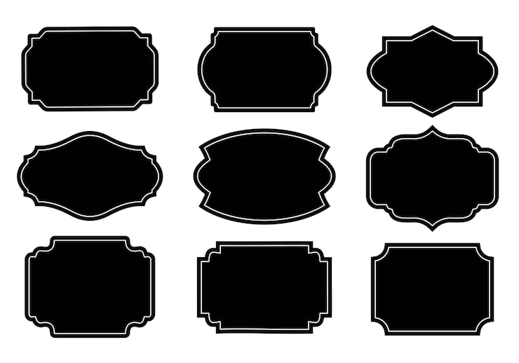 Conjunto de marcos en blanco y etiquetas ilustración vectorial aislada en blanco Conjunto del icono de estallido de estrellas de etiqueta de precio