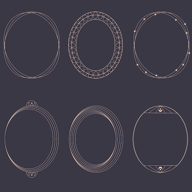 Conjunto de marcos de borde geométricos ovalados redondos