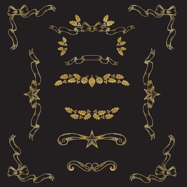 Conjunto de marcos y bordes vintage decorativos Ornamento floral de diseño vectorial