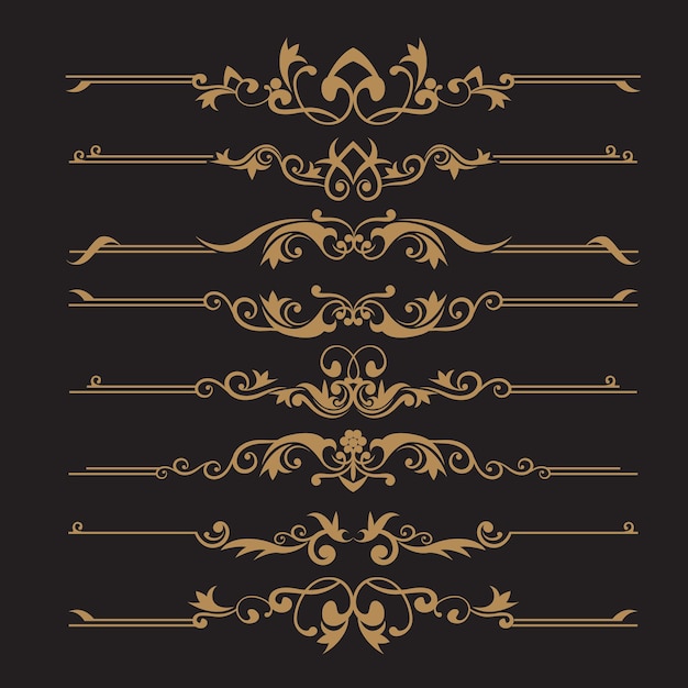 Conjunto de marcos y bordes vintage decorativos Ornamento floral de diseño vectorial