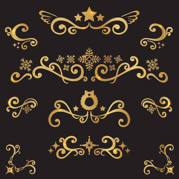 Conjunto de marcos y bordes vintage decorativos Ornamento floral de diseño vectorial
