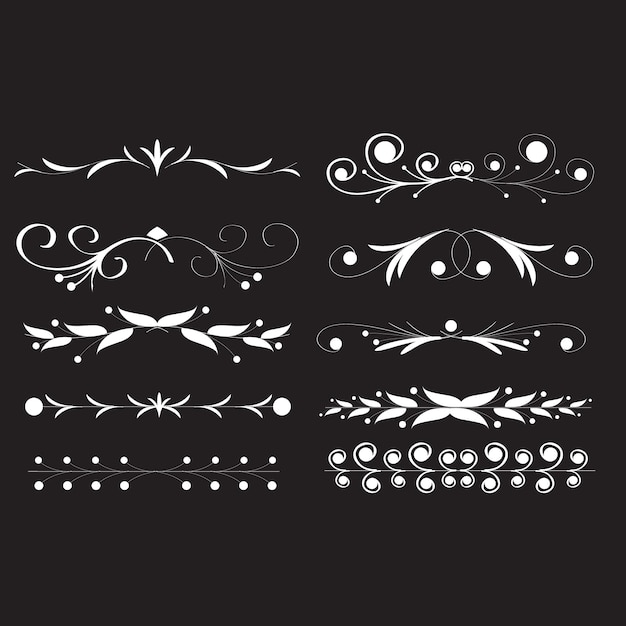 Conjunto de marcos y bordes vintage decorativos Ornamento floral de diseño vectorial