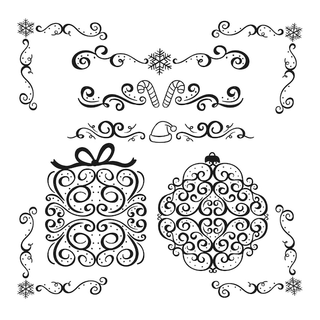 Conjunto de marcos y bordes vintage decorativos Ornamento floral de diseño vectorial