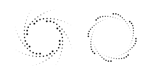 Conjunto de marcos circulares punteados de medio tono blanco Puntos circulares Elemento de diseño del logotipo Frontera redonda Vector