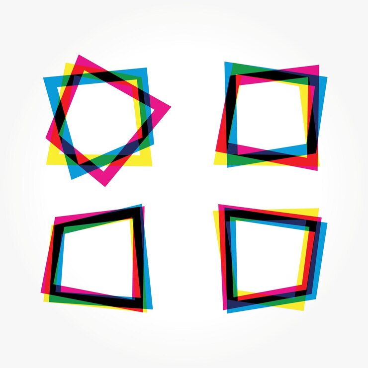 Vector conjunto de marcos de colores para diseño gráfico aislado sobre fondo transparente