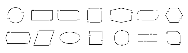Conjunto de marcos de cuadro de cotización Cuadros de cotización de mensajes de texto Plantillas de marcos de cotización de línea negra de mensajes de texto para comentarios de definición y diseño de citas Ilustración vectorial