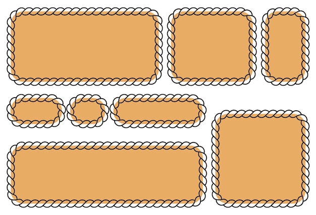 Conjunto de marcos de cuerdas aislados sobre fondo blanco