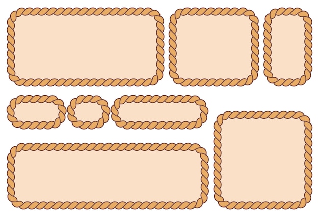 Conjunto de marcos de cuerdas aislados sobre fondo blanco