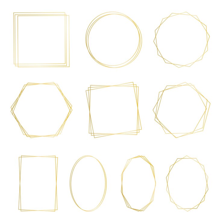 Conjunto de marcos dorados geométricos vector