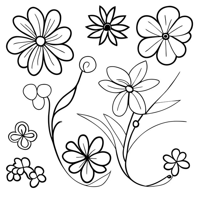 Vector conjunto de marcos elegantes con hojas o elementos de decoración floral dibujados a mano