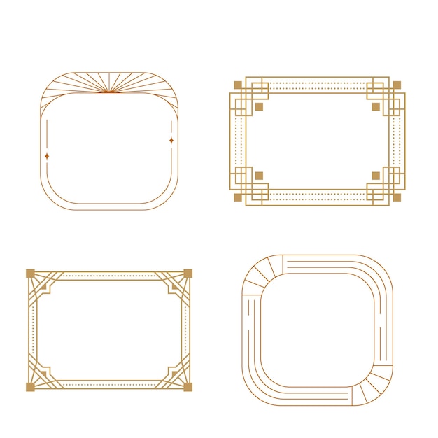 Conjunto de marcos de estrellas elemento de arco con vector de ornamento lineal conjunto decorativo mínimo de borde retro