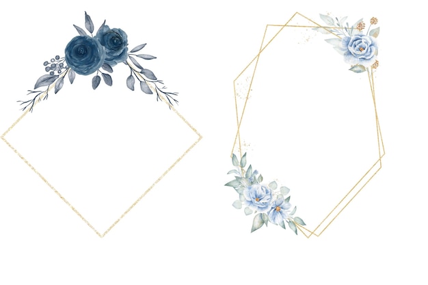 Conjunto de marcos florales de acuarela Hojas y flores de acuarelas