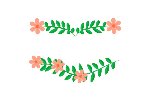 Un conjunto de marcos florales con flores rosas y hojas verdes