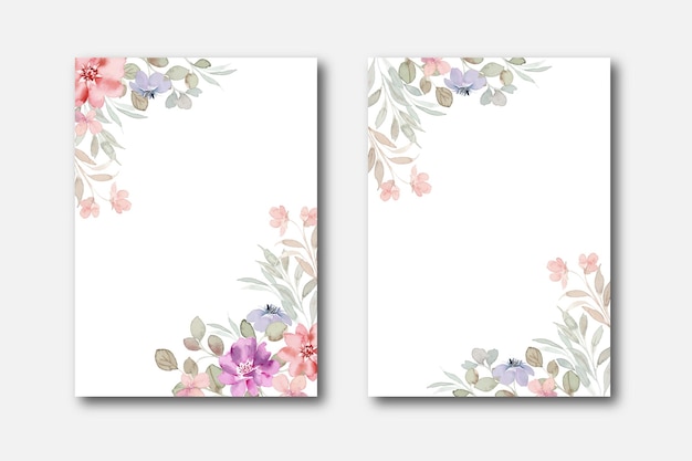 Conjunto de marcos de flores silvestres de acuarela