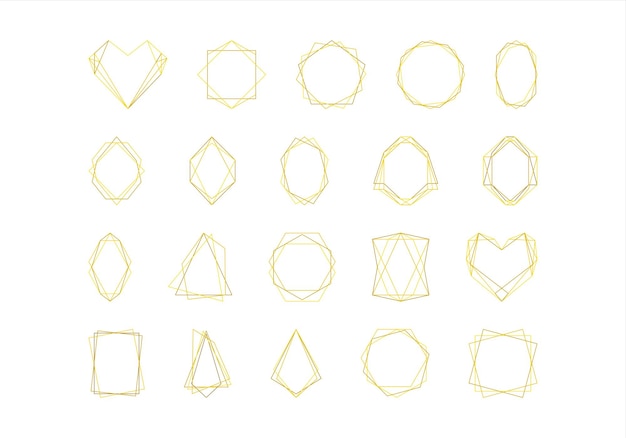 Conjunto de marcos geométricos de oro elegantes