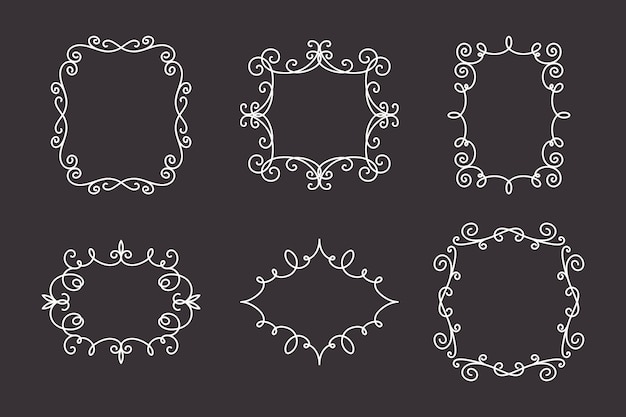 Conjunto de marcos lineales decorativos vectoriales Elementos de diseño de marcos vintage Filigrana Fronteras decorativas