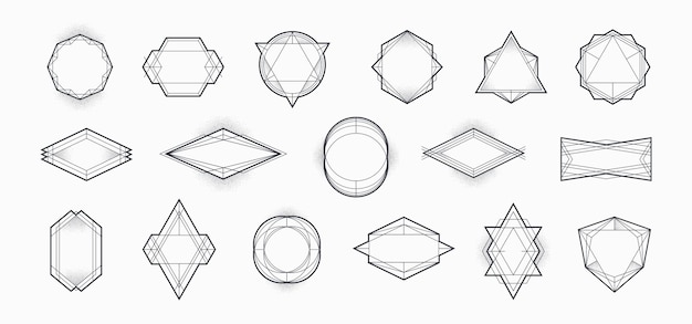 Conjunto de marcos de líneas geométricas con ilustración vectorial de gradiente punteado