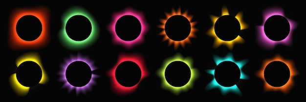 Conjunto de marcos de luz de iluminación de círculo
