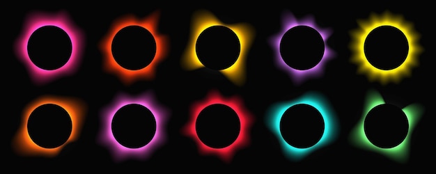 Conjunto de marcos de luz de iluminación de círculo