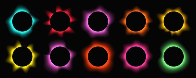 Conjunto de marcos de luz de iluminación de círculo