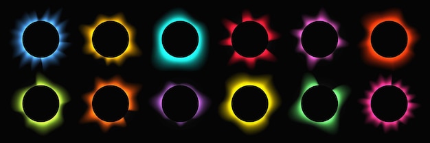 Conjunto de marcos de luz de iluminación de círculo