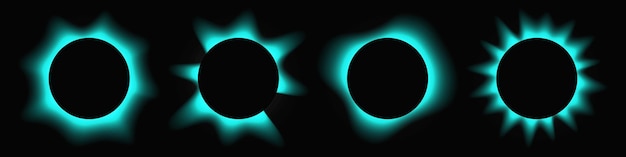 Conjunto de marcos de luz iluminados por círculos azules