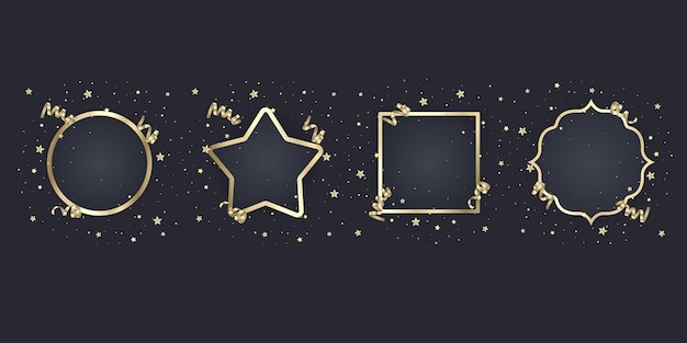 Conjunto de marcos de oro para texto o postales Gran diseño con marcos de Oro decoración dorada brillante