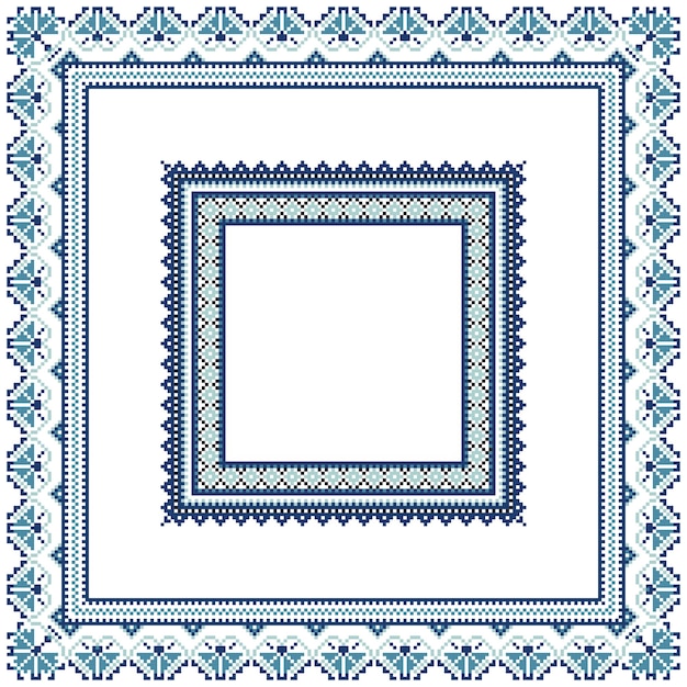 Conjunto de marcos de patrón de ornamento étnico en colores azules