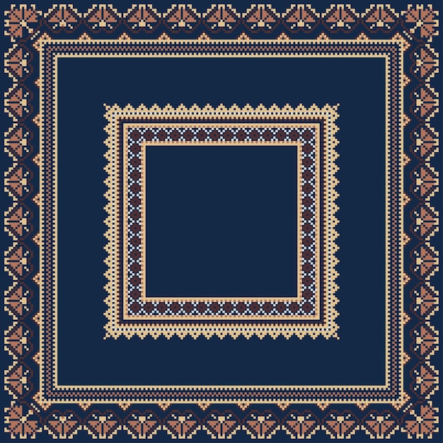 Conjunto de marcos de patrón de ornamento étnico en colores azules