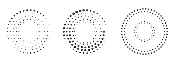Conjunto de marcos de puntos redondos de medios tonos Elemento de diseño para páginas web de logotipo de marco imprime carteles