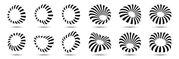 Conjunto de marcos de rayas circulares 3d.