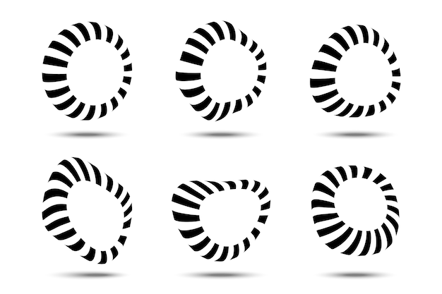 Conjunto de marcos de rayas circulares formas de distorsión de rayas tridimensionales