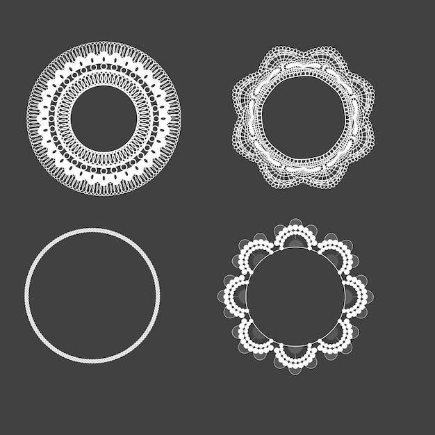 Conjunto de marcos redondos de oro con borde circular con adornos decorativos